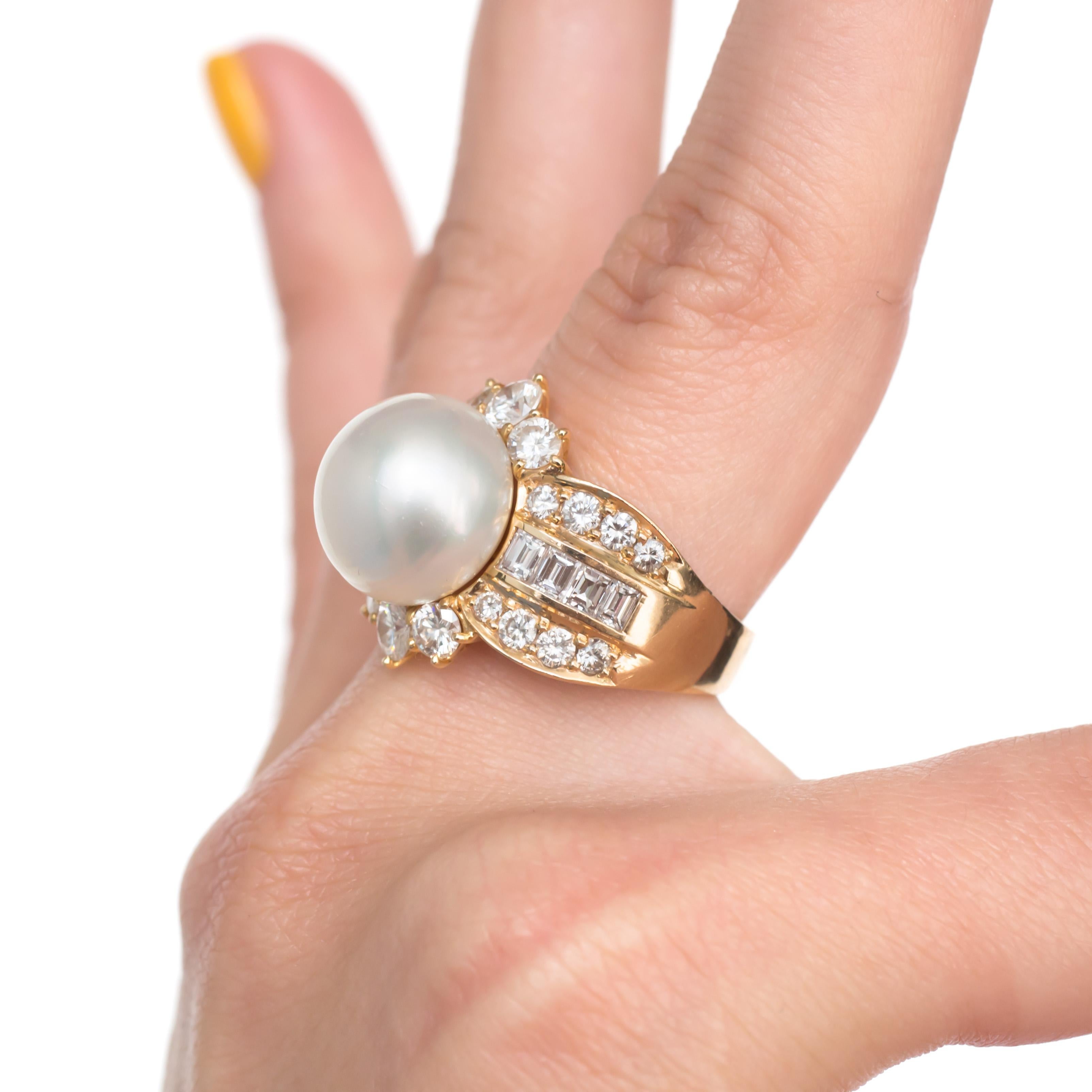 Natural Pearl Yellow Gold Cocktail Ring 3