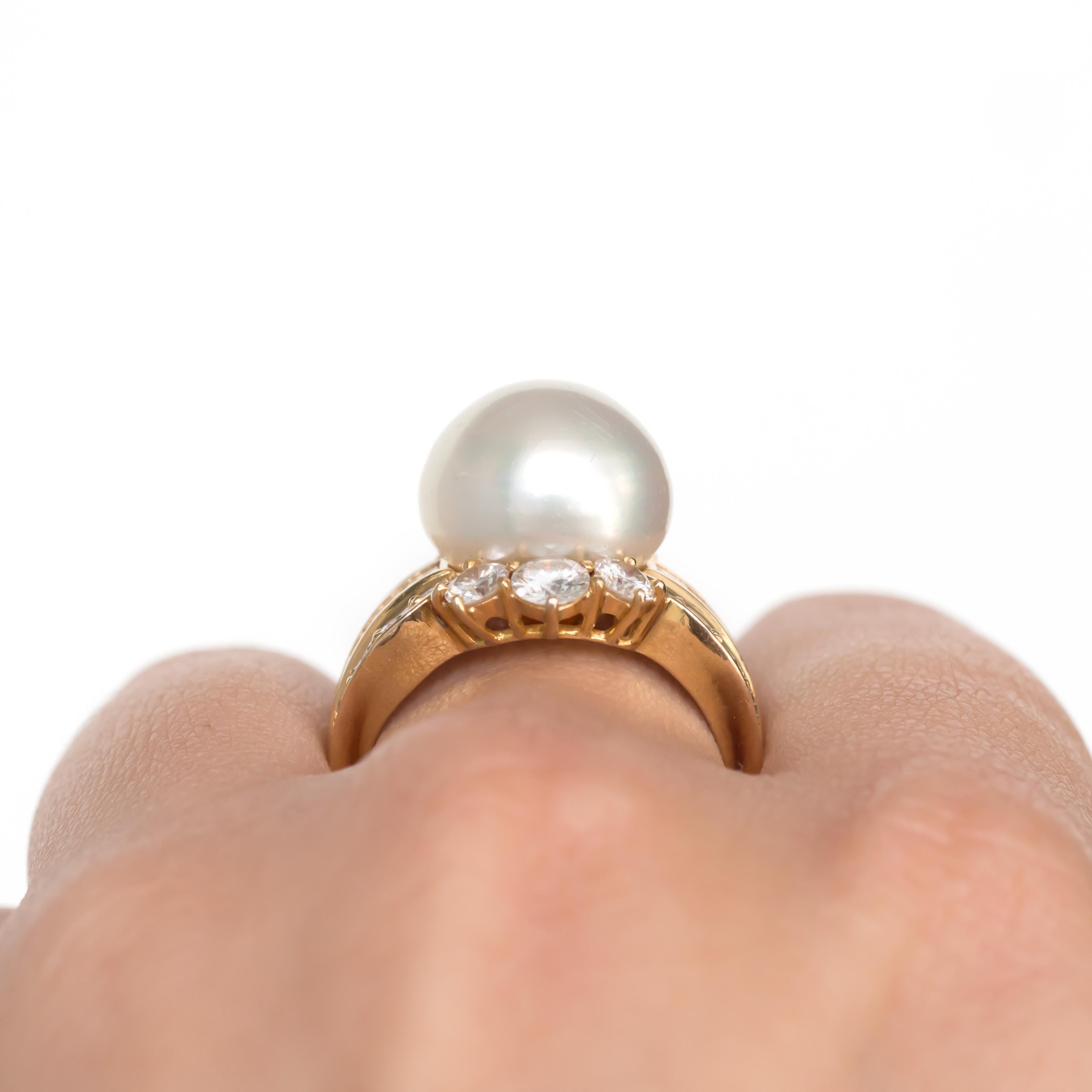 Natural Pearl Yellow Gold Cocktail Ring 4
