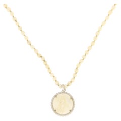 Retro Natural Pearls 18 Karat White Gold Pendant Necklace