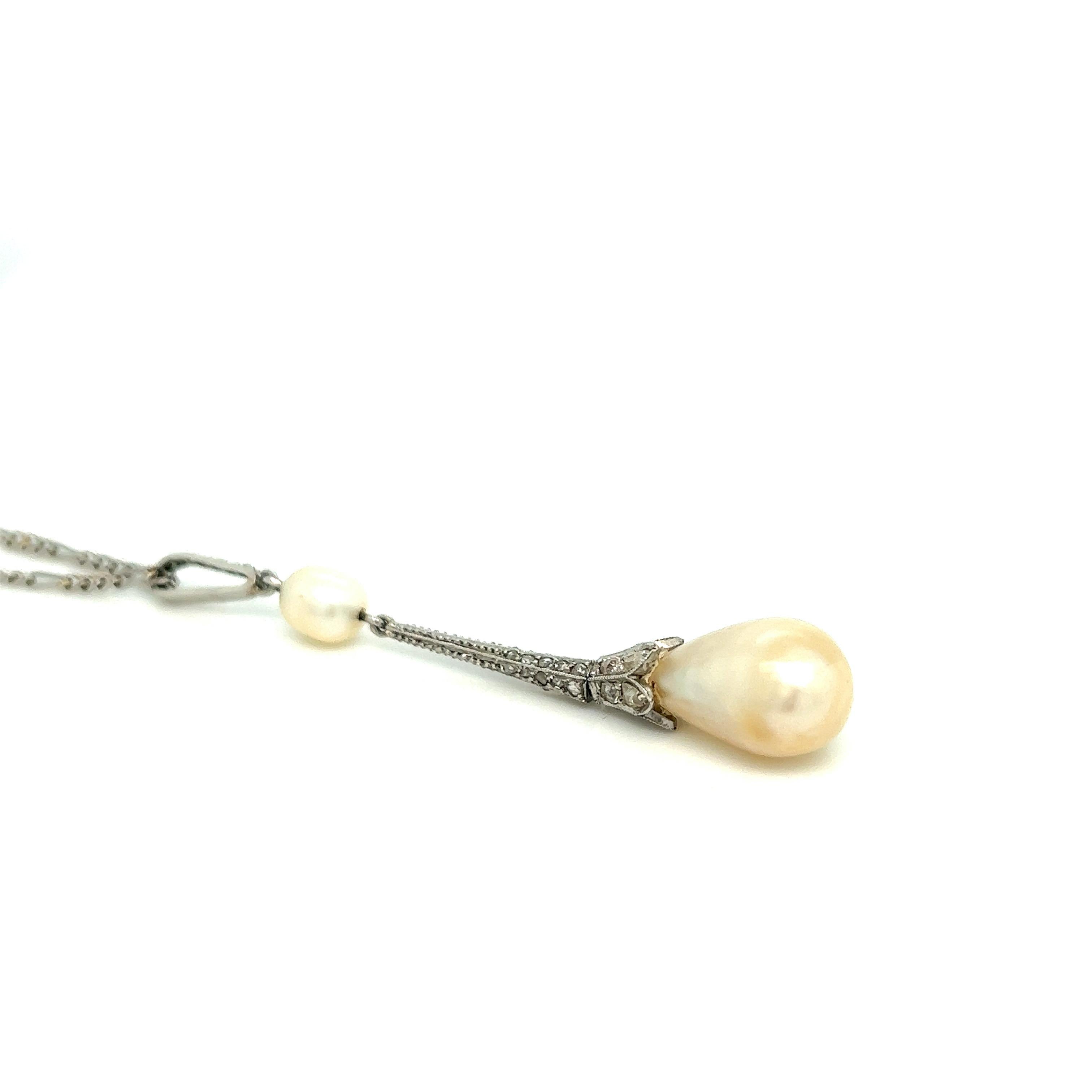 Natürliche Perlen & Diamant-Halskette im Zustand „Hervorragend“ im Angebot in New York, NY