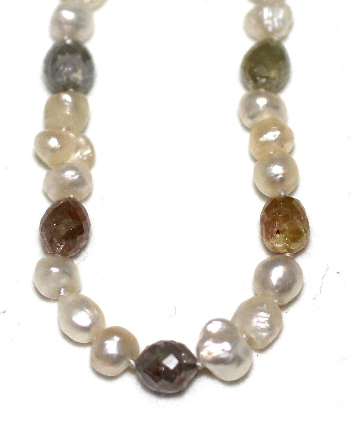 Hakimoto Couleur naturelle  Diamants et perles baroques naturelles du Bahreïn Excellent état - En vente à Hicksville, NY