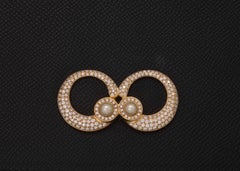 Natural Pearls Genuine Leather Clutch in 18k Yellow gold with Diamonds