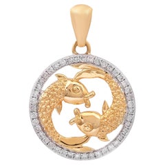 Natürlicher Diamant-Anhänger aus 14 Karat Gold