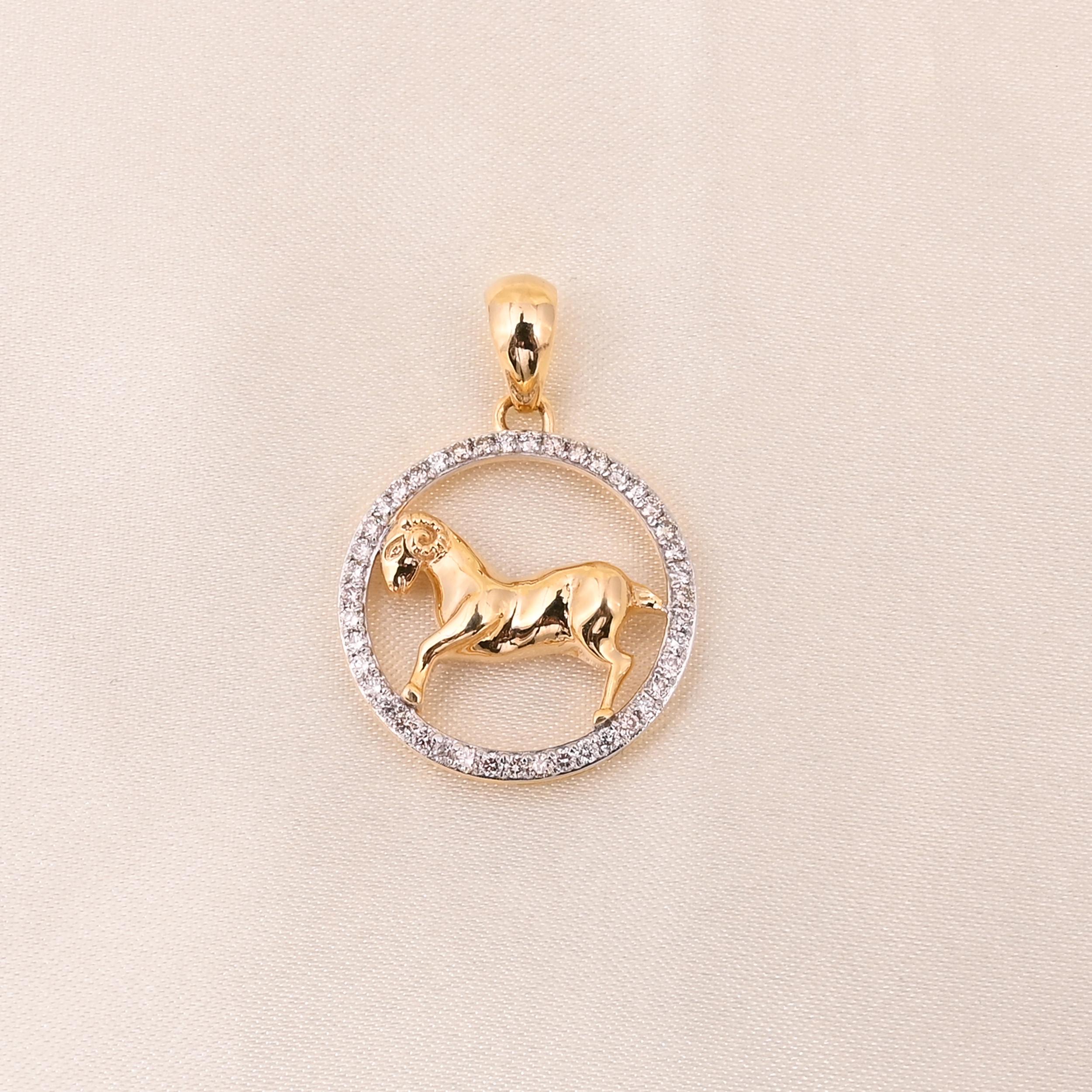 Natürlicher Diamant-Anhänger aus 14 Karat Gold im Zustand „Neu“ in jaipur, IN