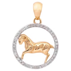 Natürlicher Diamant-Anhänger aus 14 Karat Gold