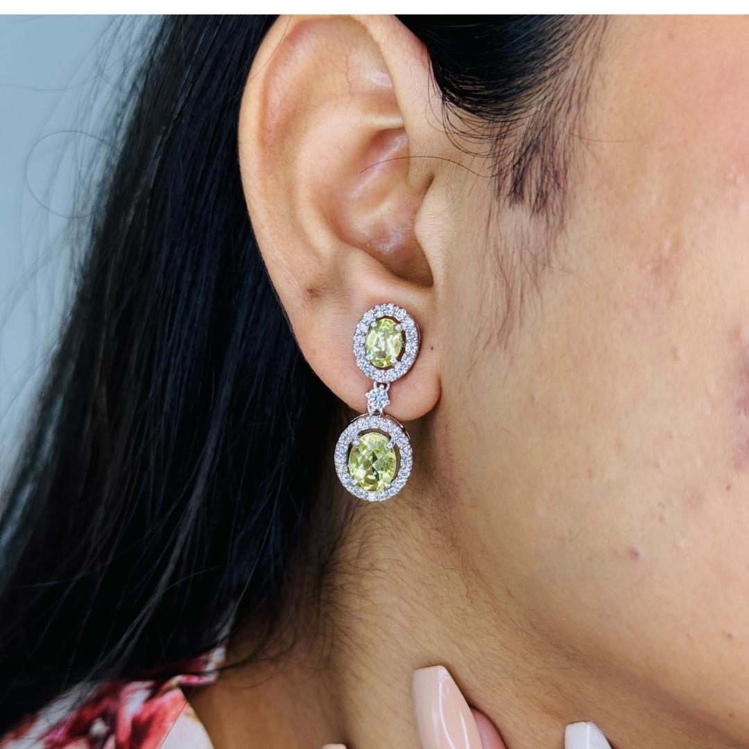 Pendientes de gota de topacio limón natural de 8,43 quilates en plata de ley 925 para regalo de mamá Corte oval en venta