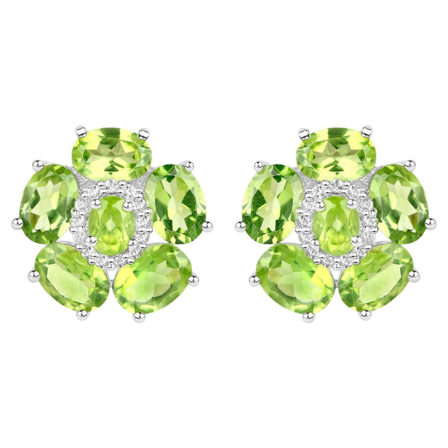 Ohrringe mit natürlichem Peridot und weißem Topas und Blumenmuster 9,3 Karat im Zustand „Hervorragend“ im Angebot in Aliso Viejo, CA