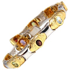 Natural Peridot Citrine Amethyst Aquamarine and Garnet Bracelet 14 Karat*