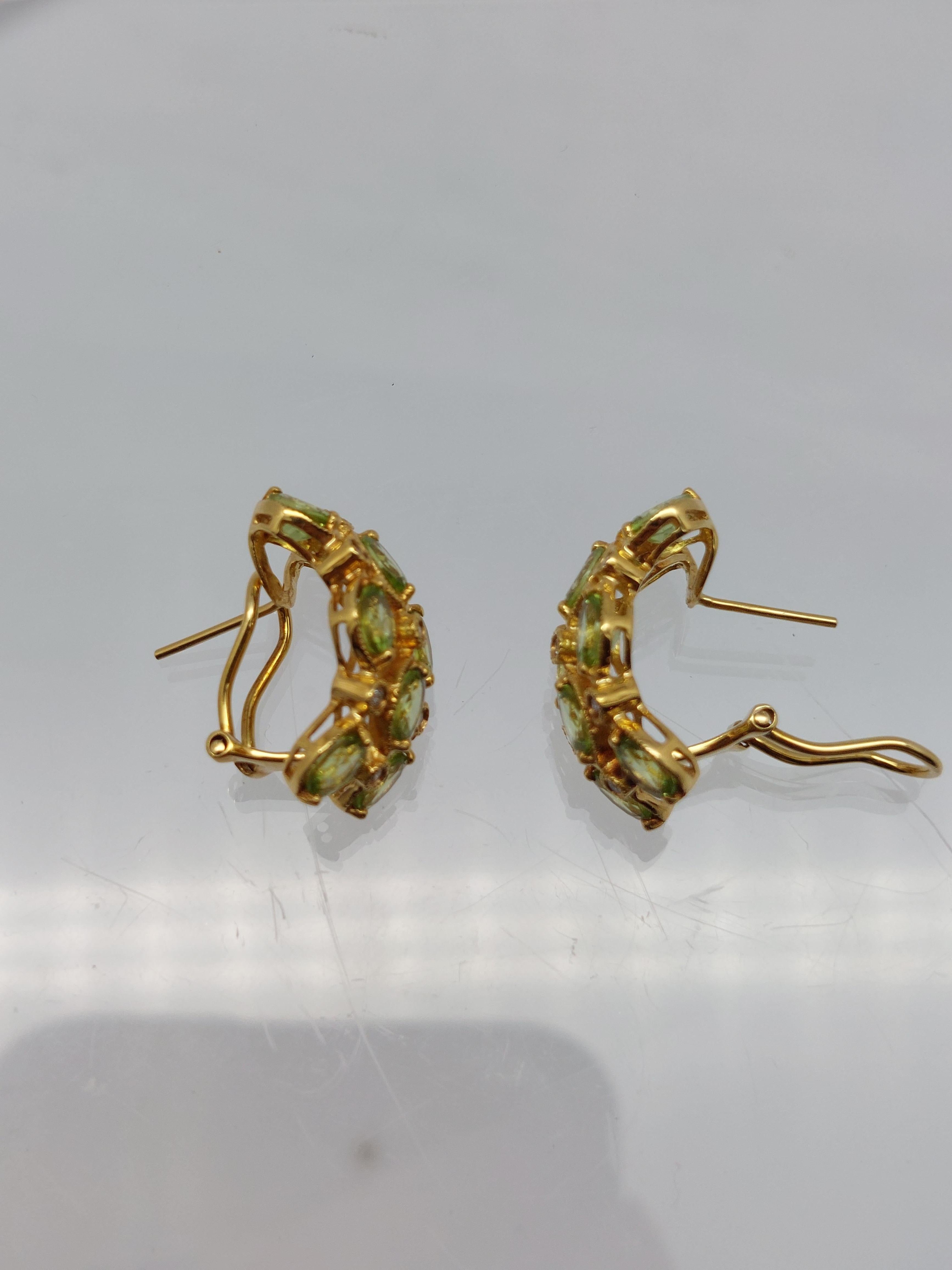 Natural Peridot & Diamond 18KT Earrings For Sale 6