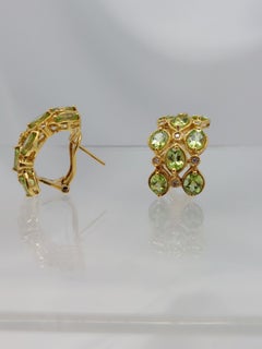 Natural Peridot & Diamond 18KT Earrings