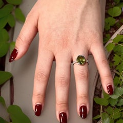 Natural Peridot Diamond Ring 6.5 14k W Gold 3.49 TCW Certified