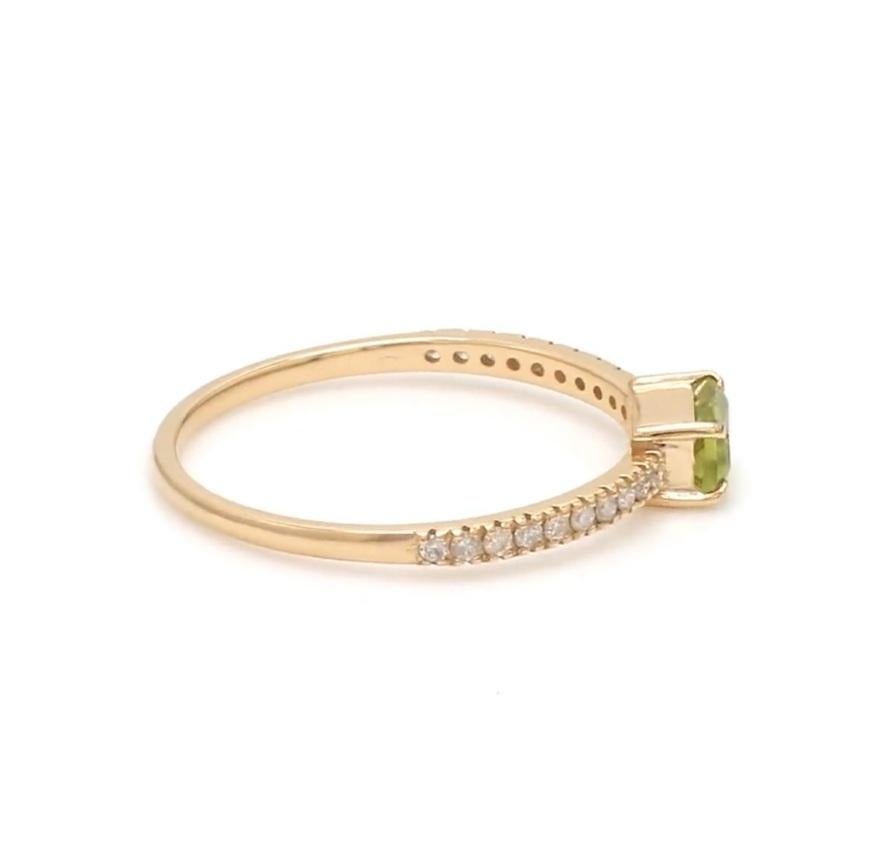Taille Asscher Bague en or 14k avec diamant péridot naturel en vente