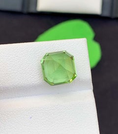 Natural Peridot Gemstone: 6.42 Carat Asscher Cut Peridot Gemstone From Pakistan