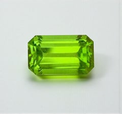 Natural Peridot Gemstone: 6.50 Carat Emerald Cut Loose Stone, August Birthstone