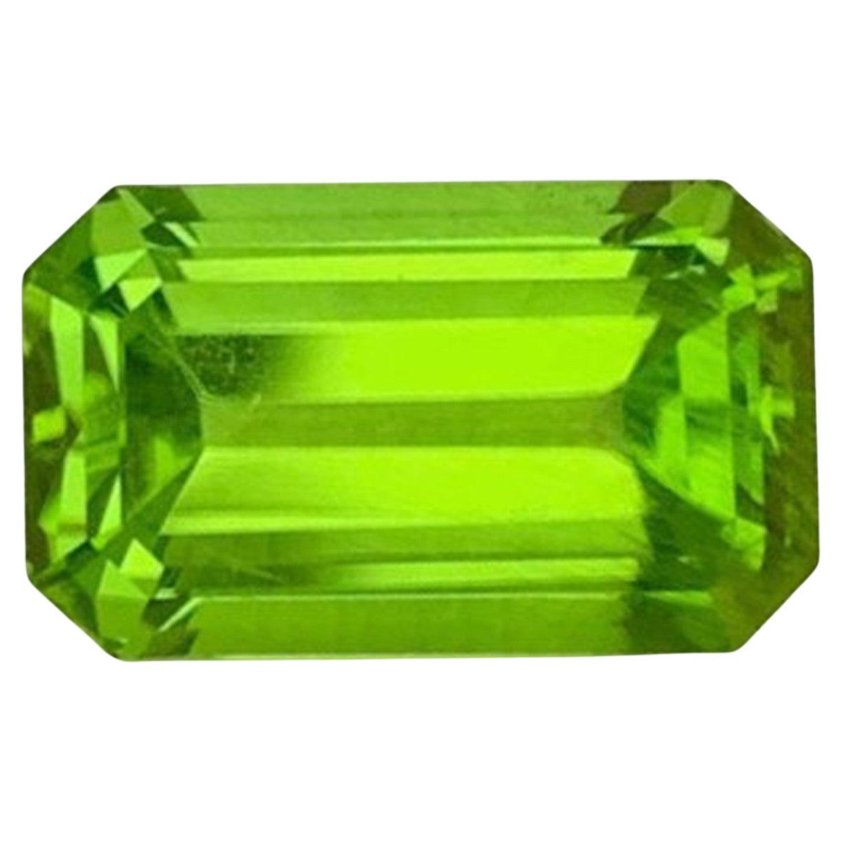 Natural Peridot Gemstone: 6.50 Carat Emerald Cut Loose Stone, August Birthstone