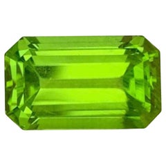 Natural Peridot Gemstone: 6.50 Carat Emerald Cut Loose Stone, August Birthstone