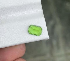 Natural Peridot Gemstones, Top Color Emerald Cut Peridot Loose Gemstone 1.29 CT