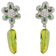Natural Peridot Gold Earrings in 18K