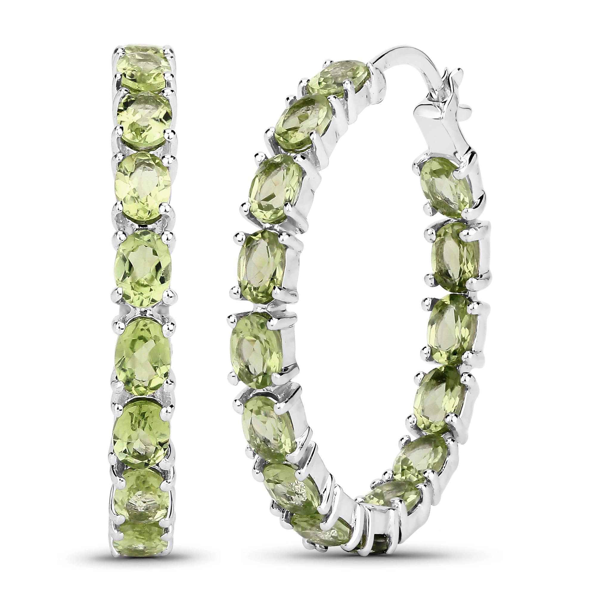 Contemporary Natural Peridot Hoop Earrings 5.10 Carats For Sale