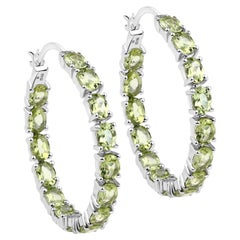 Natural Peridot Hoop Earrings 5.10 Carats