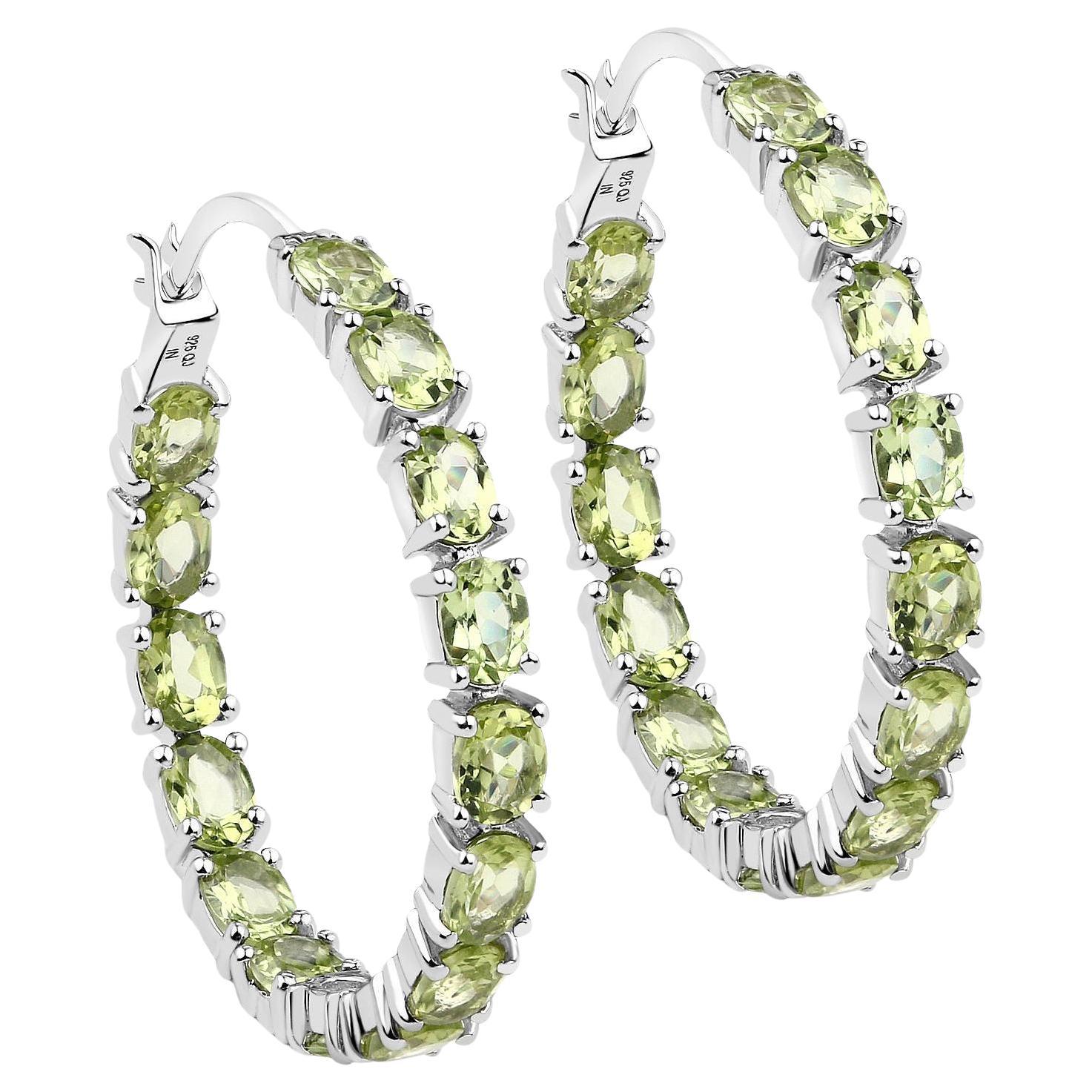 Natural Peridot Hoop Earrings 5.10 Carats For Sale