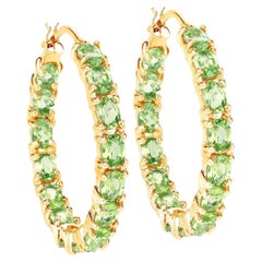 Orecchini a cerchio di peridoto naturale da 5,15 carati in argento placcato oro giallo 14 carati A. Silver