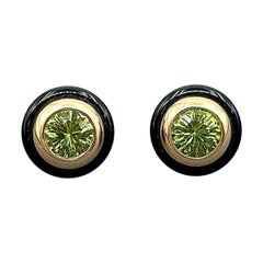 Ohrringe mit natürlichem Peridot und Onyx