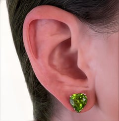 Natural Peridot Stud Earrings 14k White Gold 7.31 TCW Certified $1790 311047