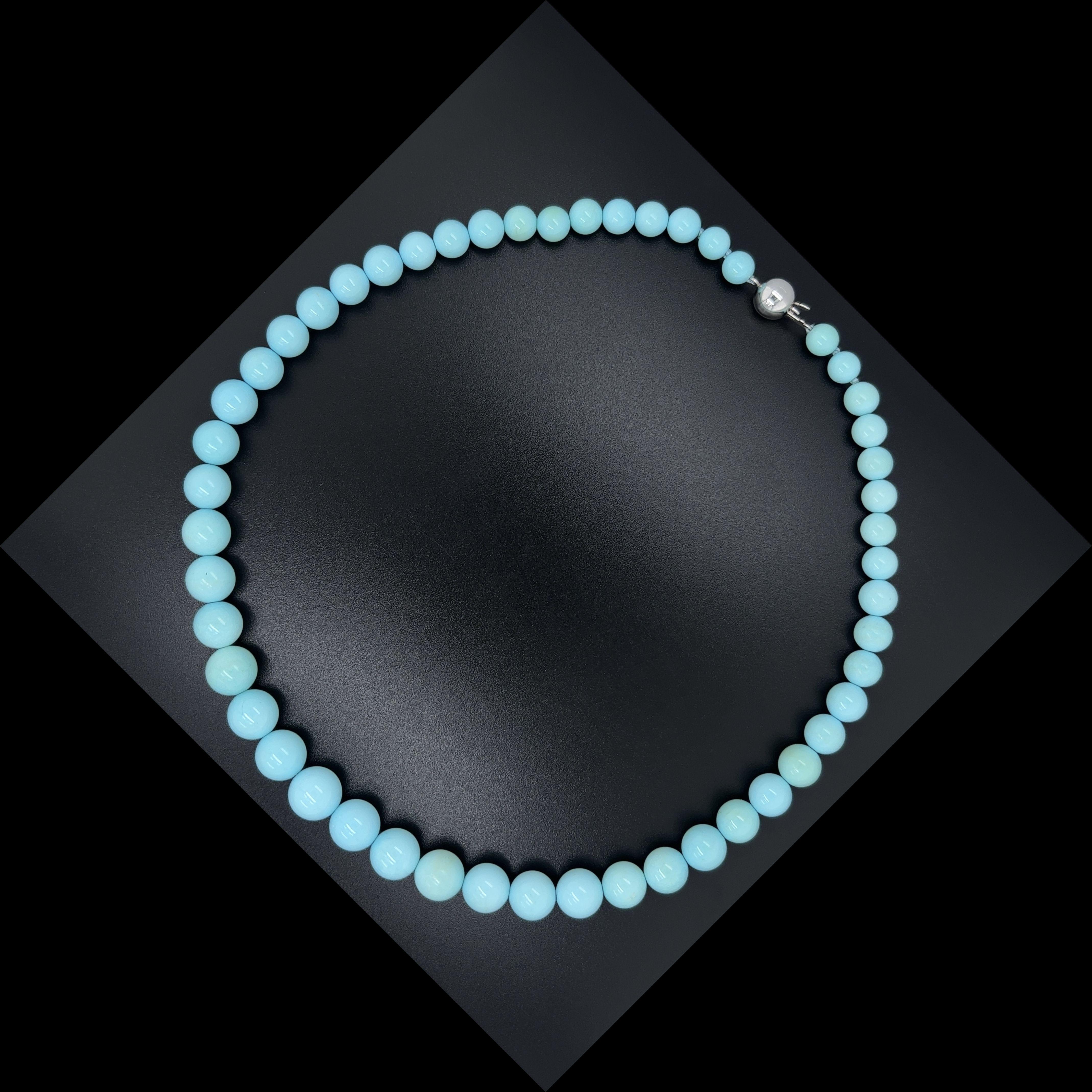 Natrliche persische runde trkisfarbene Perlen und Goldstrang-Halskette (Rundschliff) im Angebot