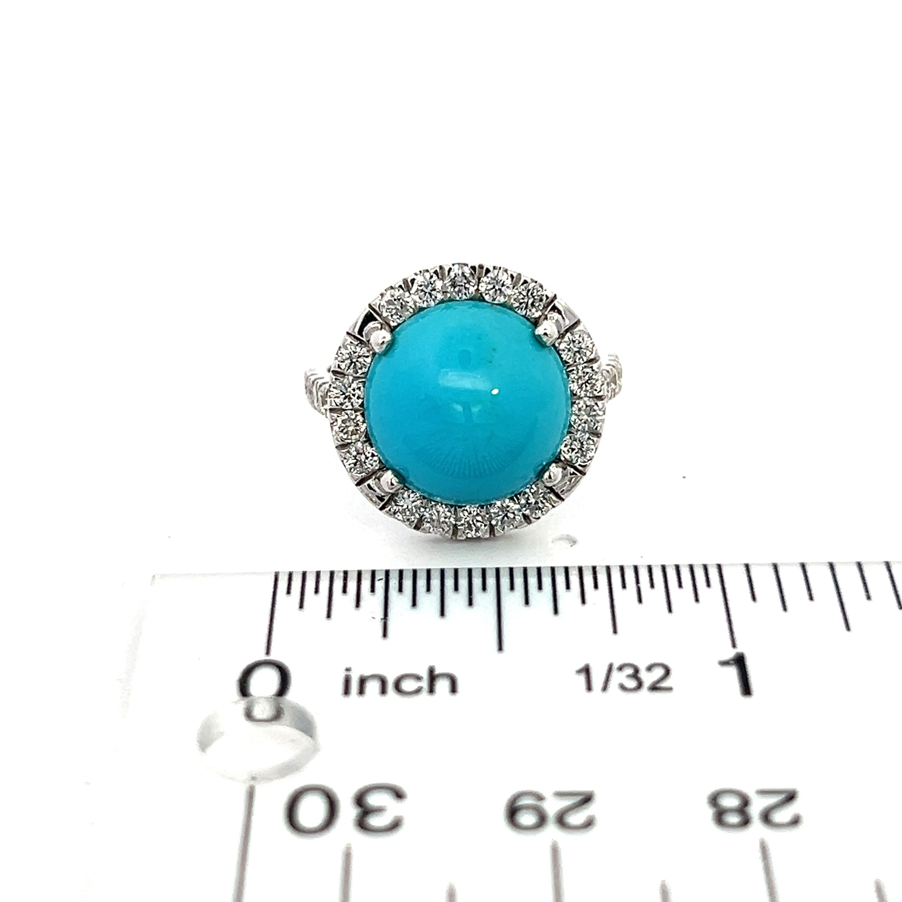 Natural Persian Turquoise Diamond Ring 6.5 14k WG 8.33 TCW Certified For Sale 7
