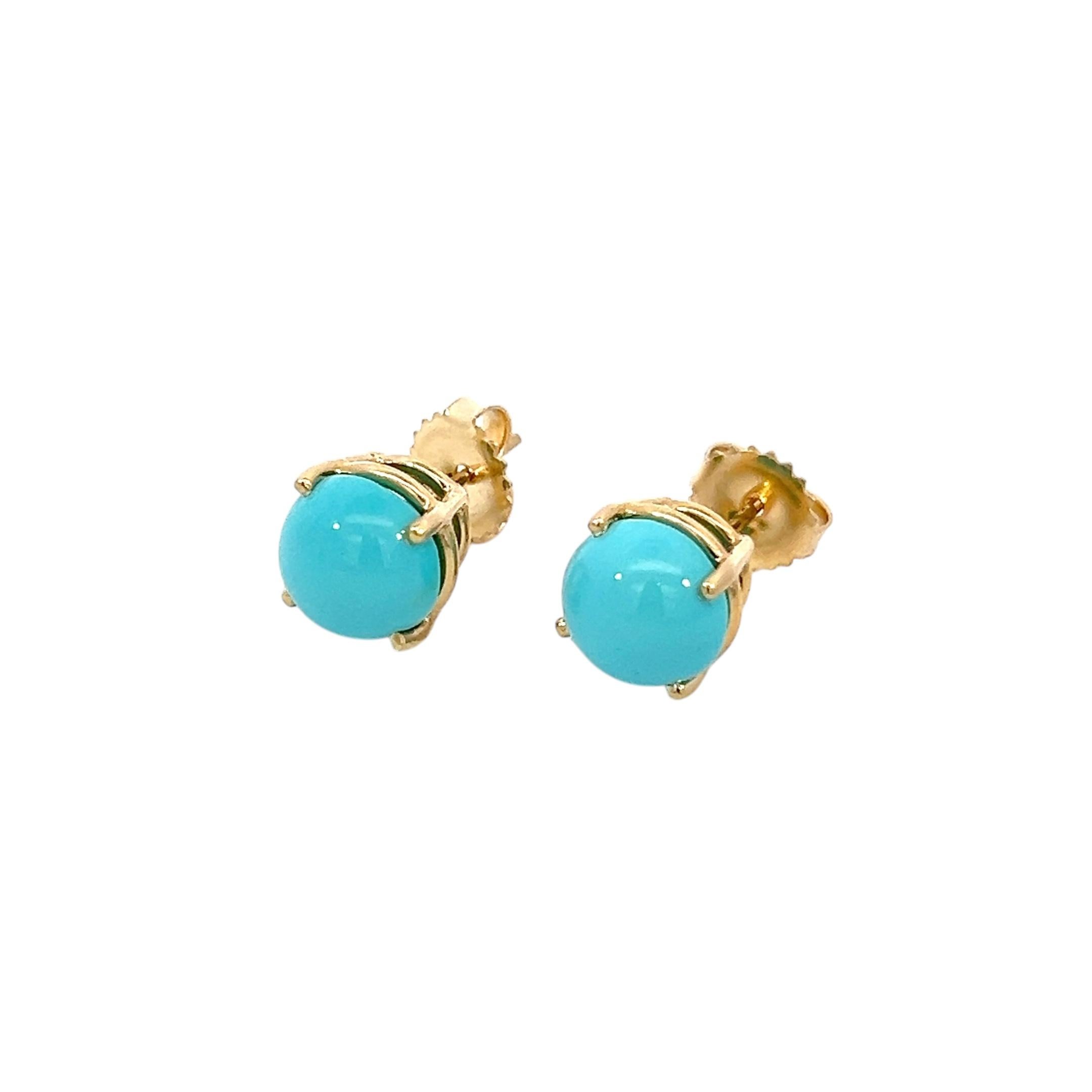 Natural Persian Turquoise Earrings 14k Gold 5.18 TCW Certified 5