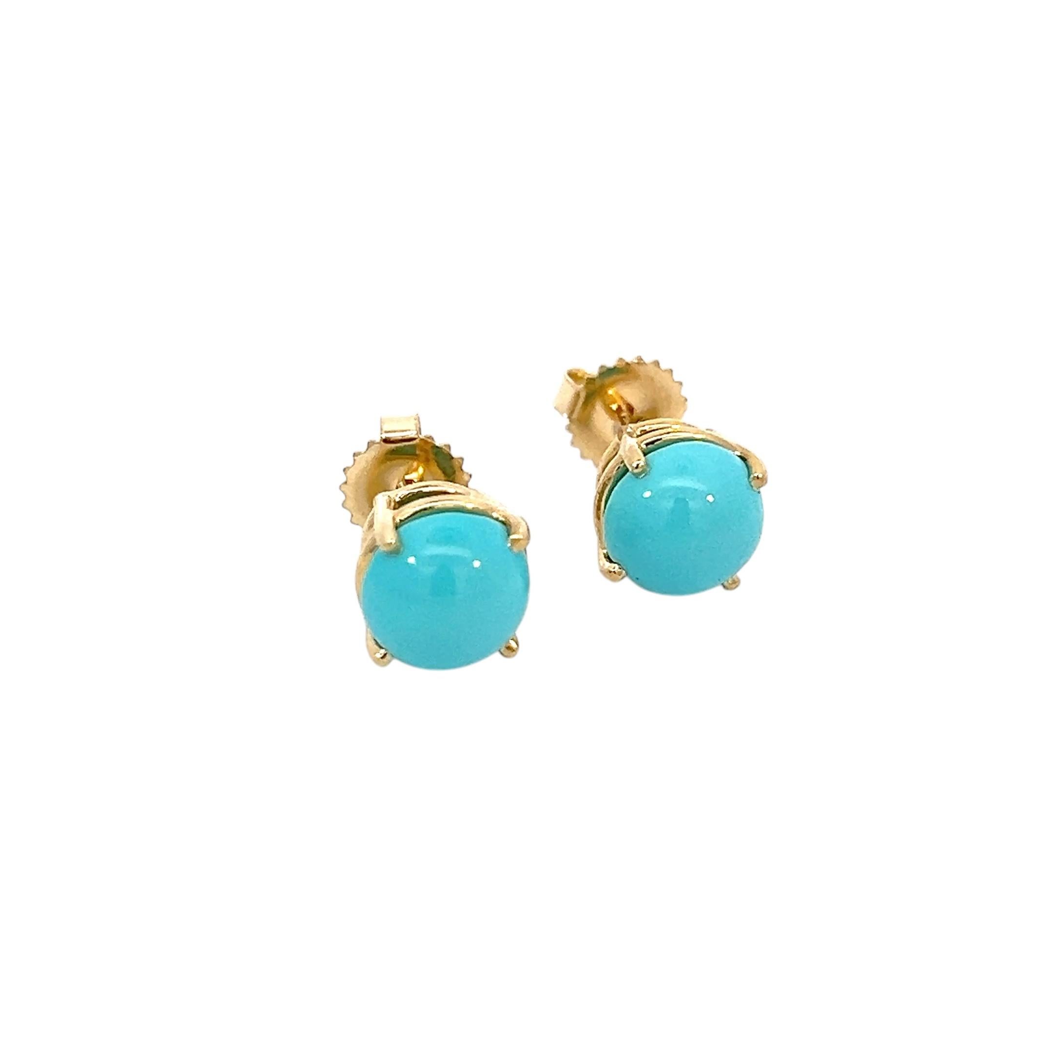 Natural Persian Turquoise Earrings 14k Gold 5.18 TCW Certified In New Condition In Brooklyn, NY