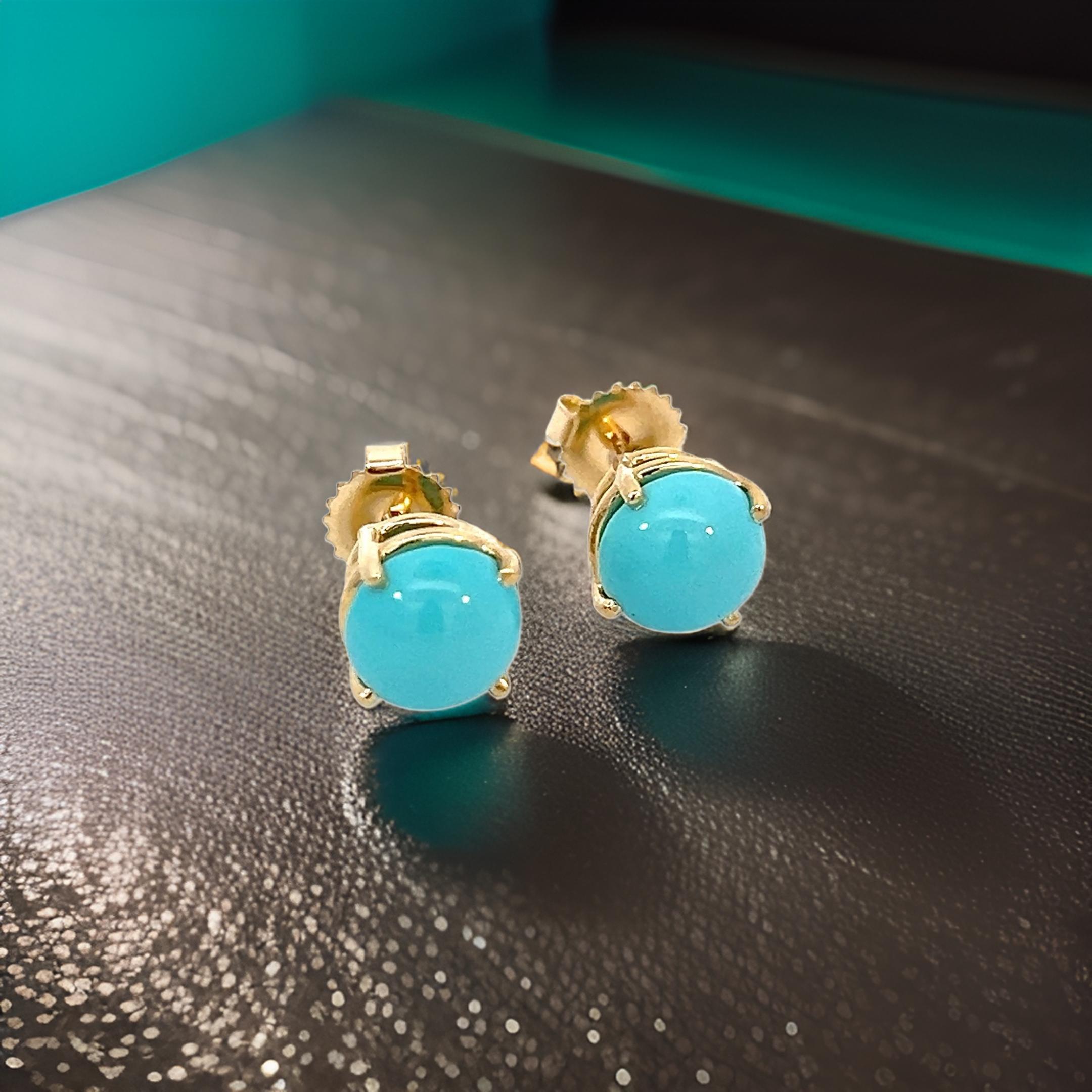 Women's Natural Persian Turquoise Earrings 14k Gold 5.18 TCW Certified