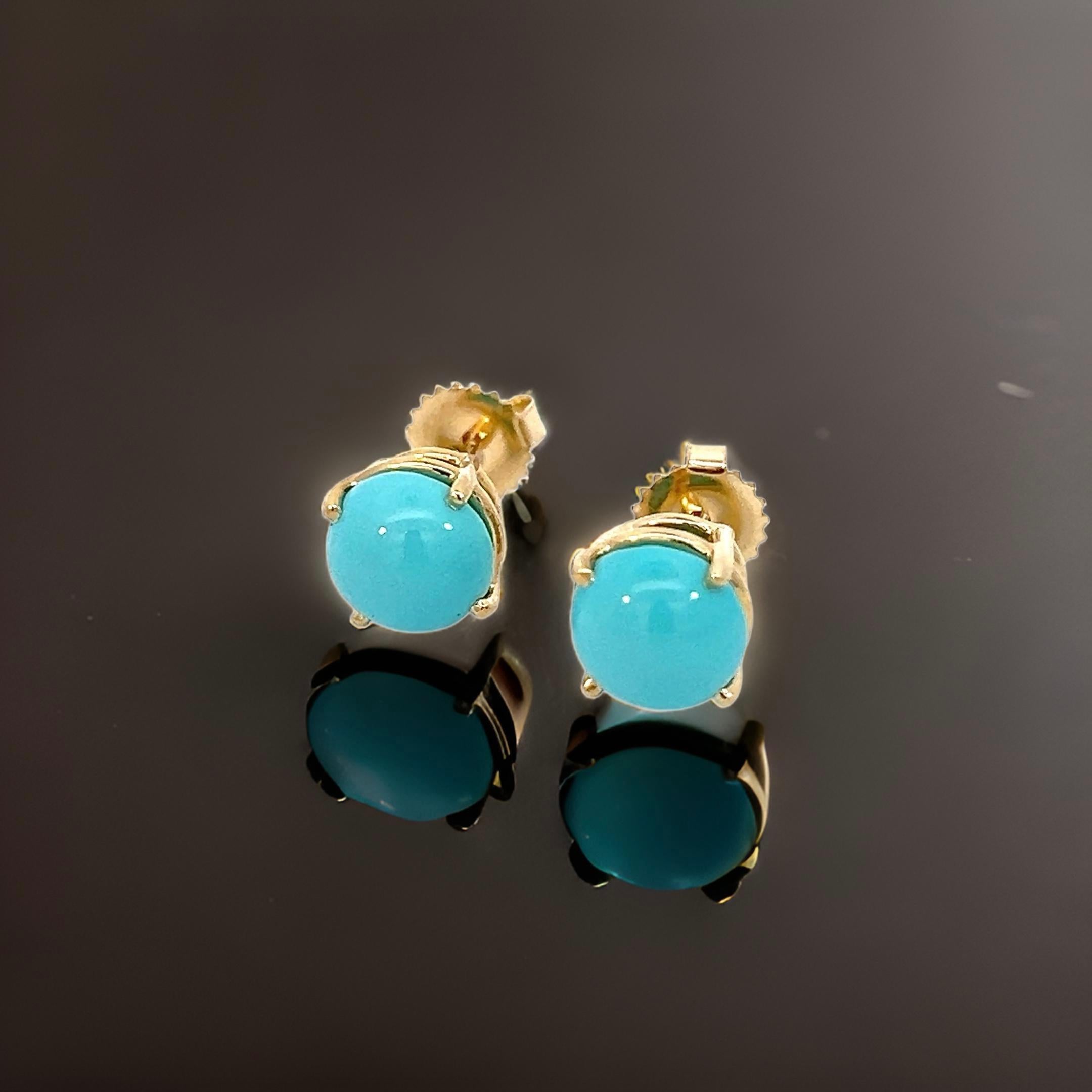 Natural Persian Turquoise Earrings 14k Gold 5.18 TCW Certified 1