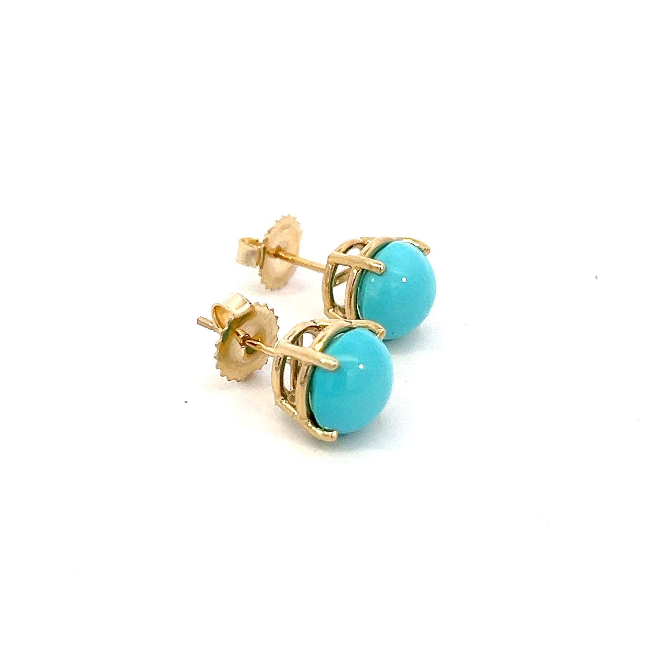 Natural Persian Turquoise Earrings 14k Gold 5.18 TCW Certified 2