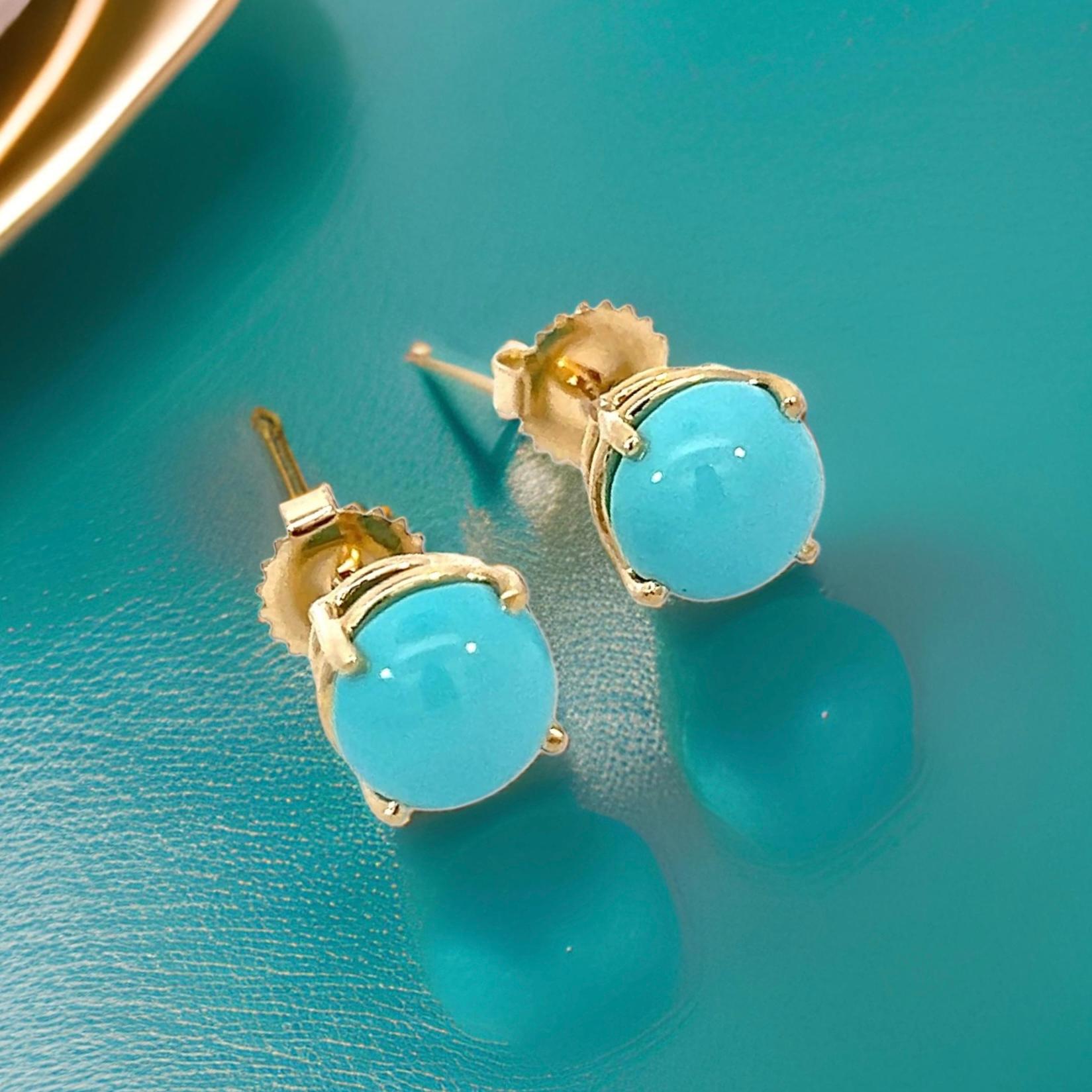 Natural Persian Turquoise Earrings 14k Gold 5.18 TCW Certified 3