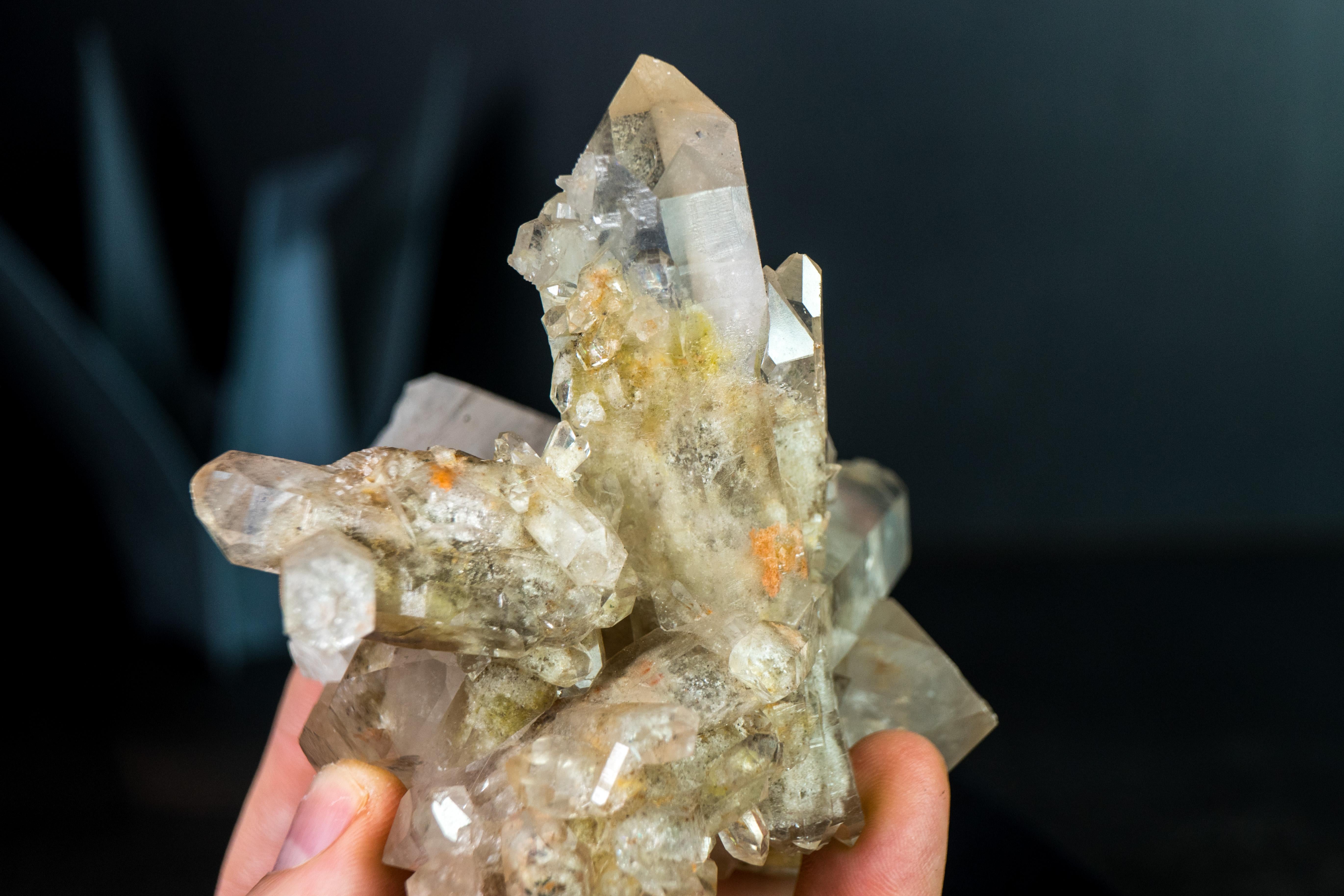 Cristal Phantom naturel et quartz lodolite de Diamantina Brésil en vente 6