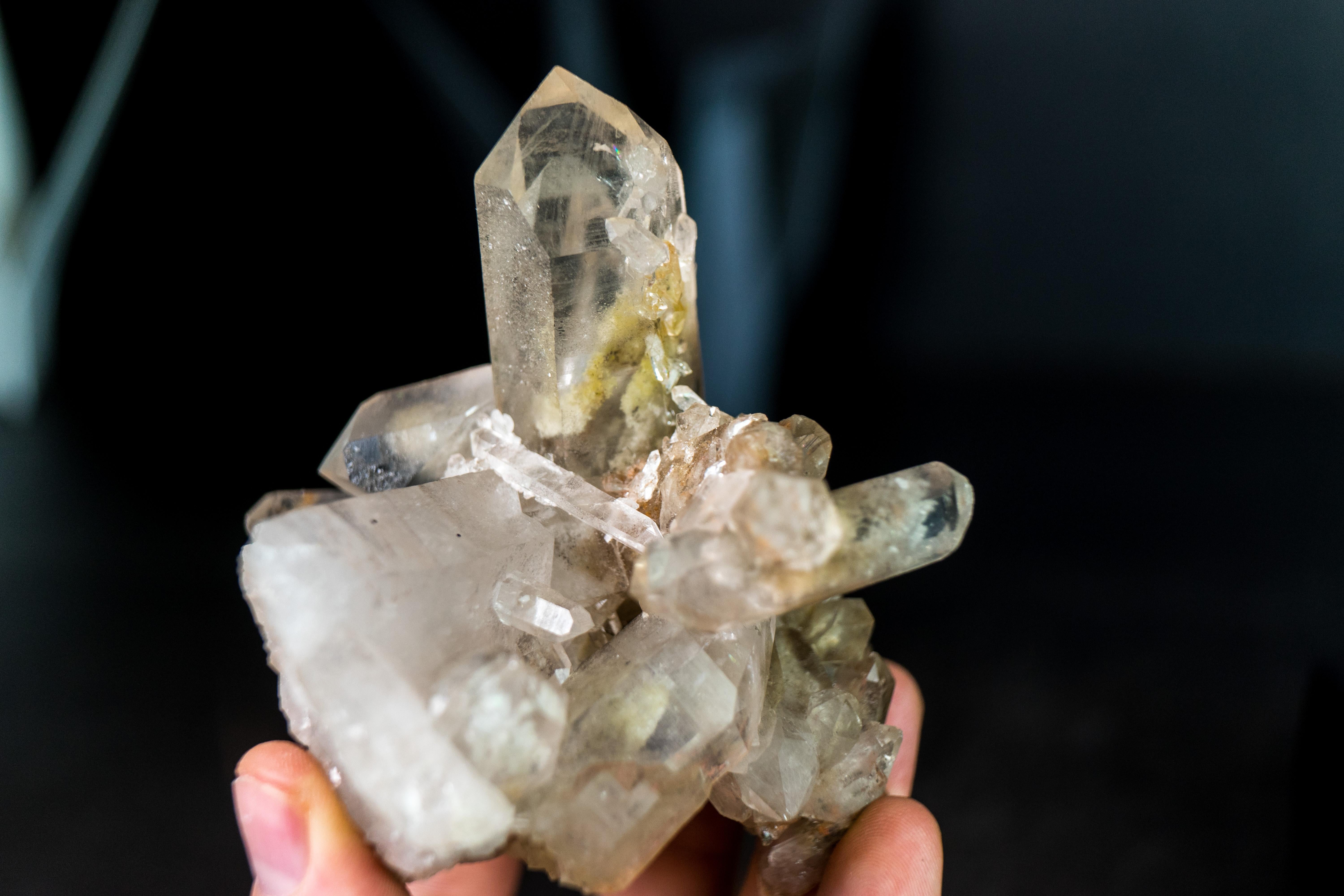 Unique, with a beautiful aesthetical composition, and a rare set of characteristics, this Crystal Cluster specimen is in intact condition and will be a valued addition to your crystal collection, as well as a powerful tool in your healing arsenal.