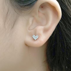Orecchini a bottone con diamante taglio "pie" naturale, in oro bianco 14k, gioielleria di alta gamma