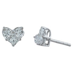 Orecchini a bottone con diamante taglio "pie" naturale, in oro bianco 14k, gioielleria di alta gamma