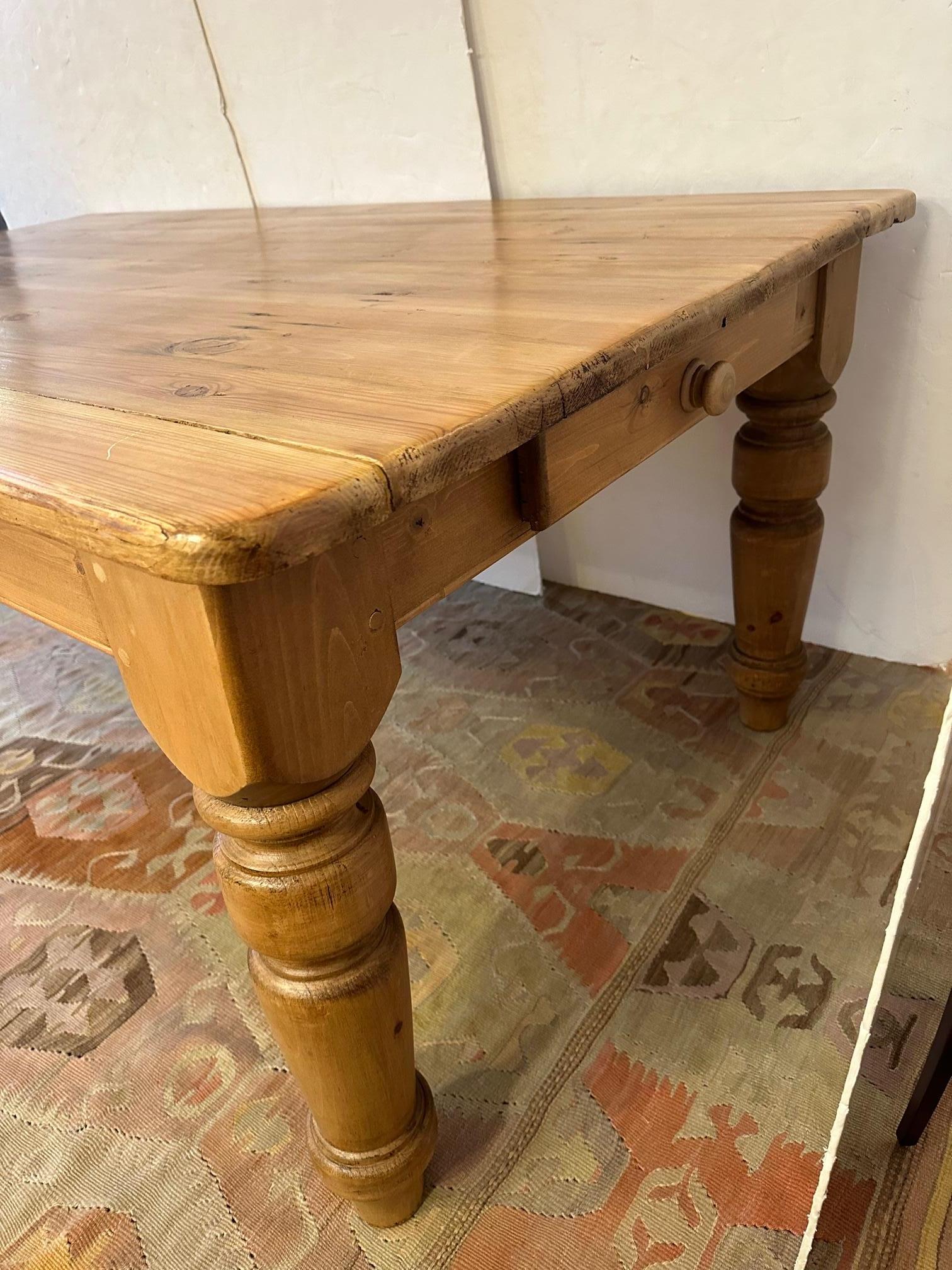 Natural Pine Country Farm Table For Sale 11