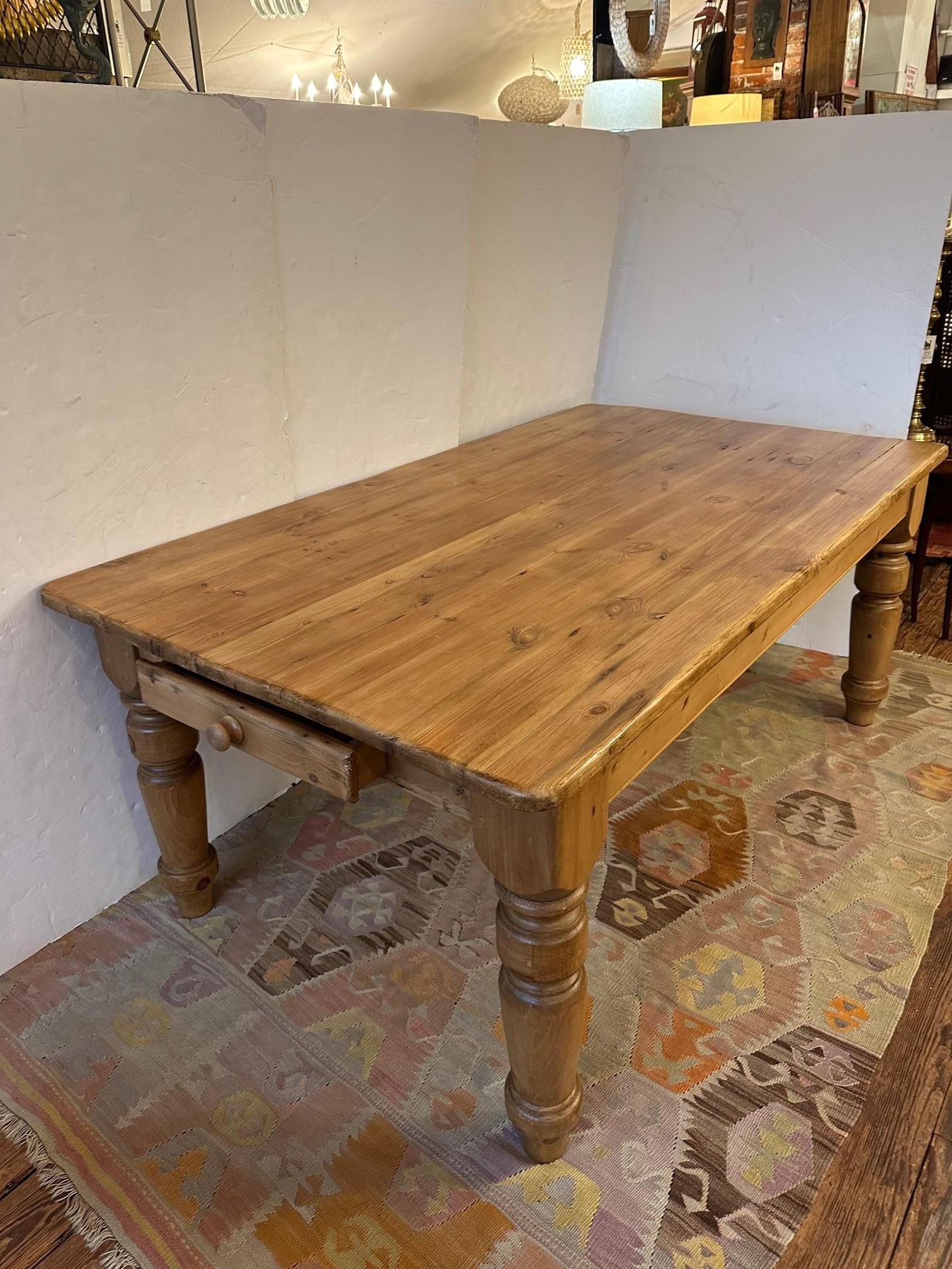 Natural Pine Country Farm Table For Sale 14