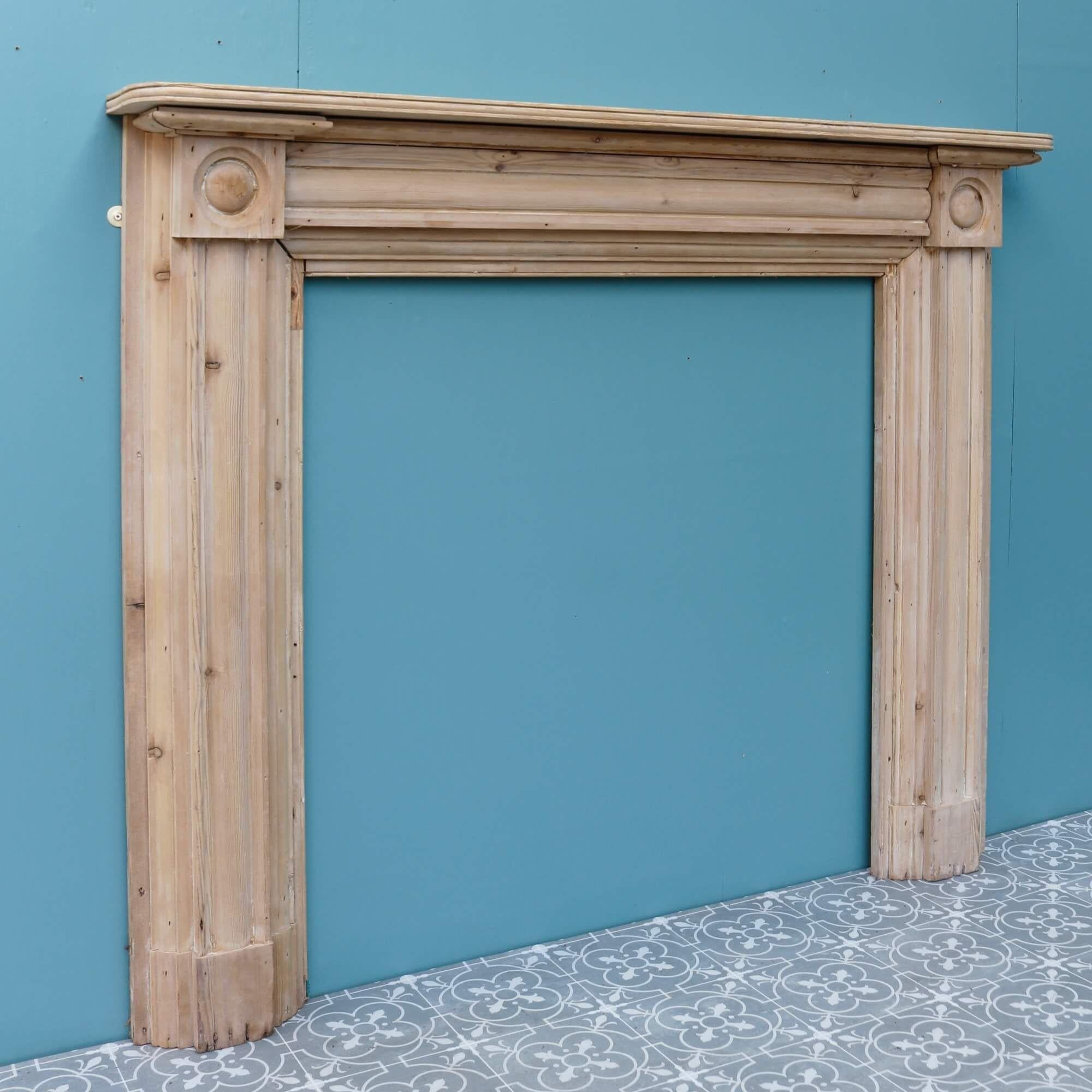 This Georgian bullseye fireplace is more than 200 years old. Though the design is simple, the antique pine surround speaks volumes in an interior, ornamented with round details called ‘bullseye’ on each end block alongside a moulded frieze and