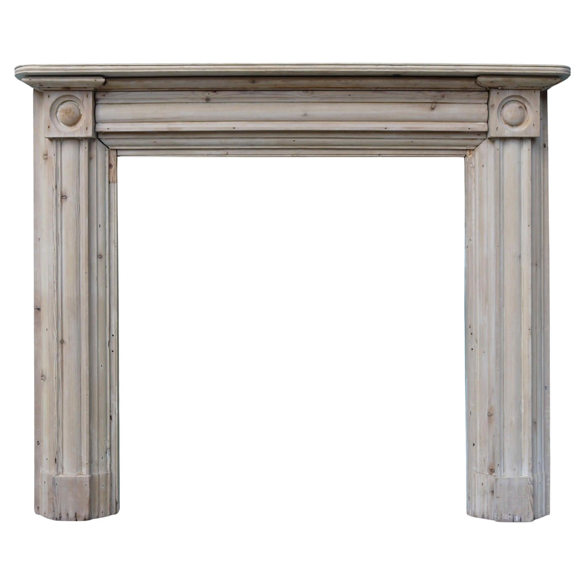 Natural Pine Georgian Bullseye Fire Mantel For Sale