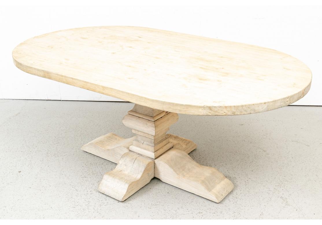 Contemporary Natural Pine Oval Dining Table