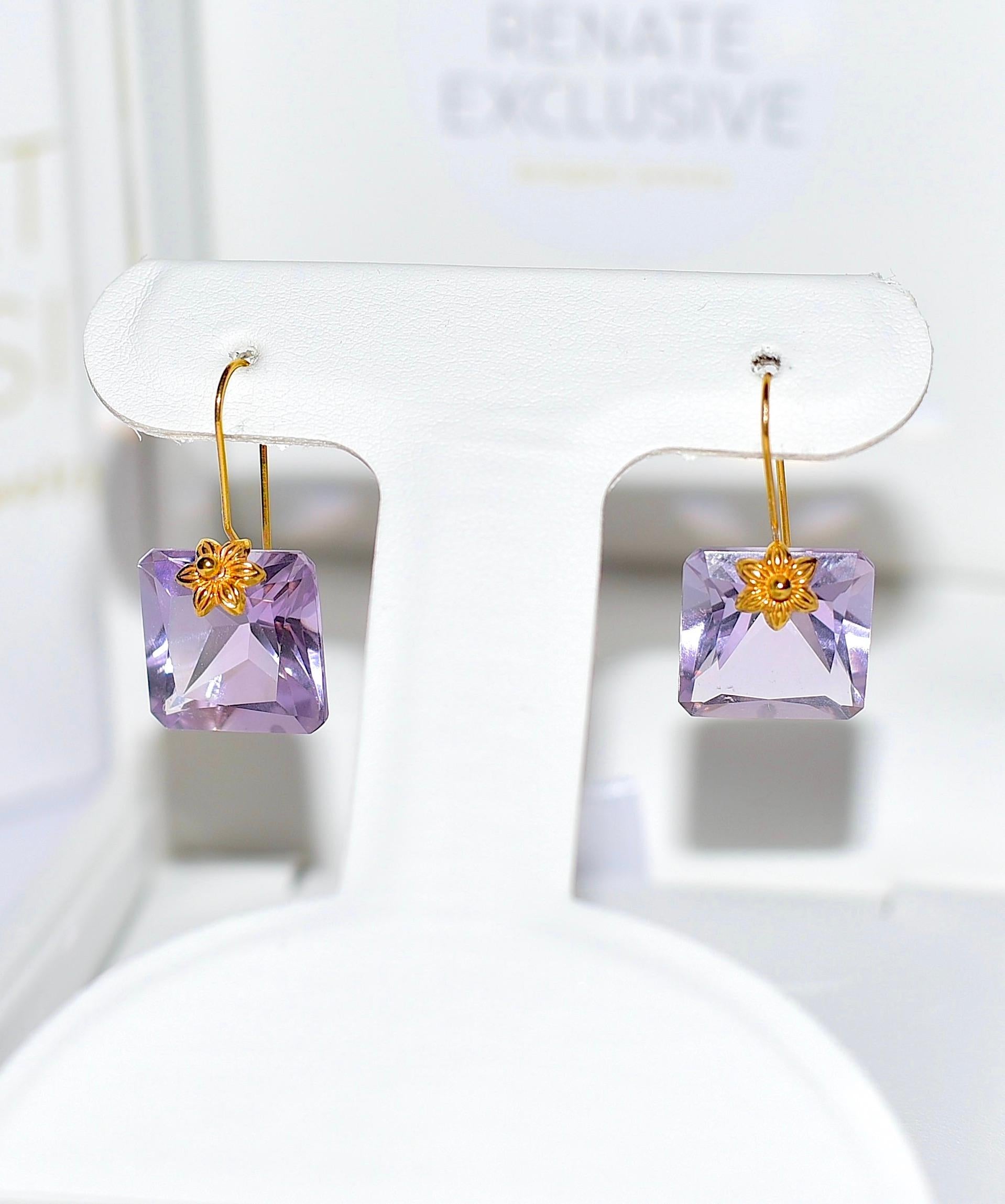 Natural Pink Amethyst in 18K Solid Yellow Gold 3