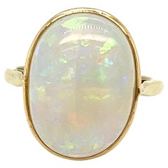 Vintage Natural Pink and Green Bezel Set Opal in 14K Yellow Gold