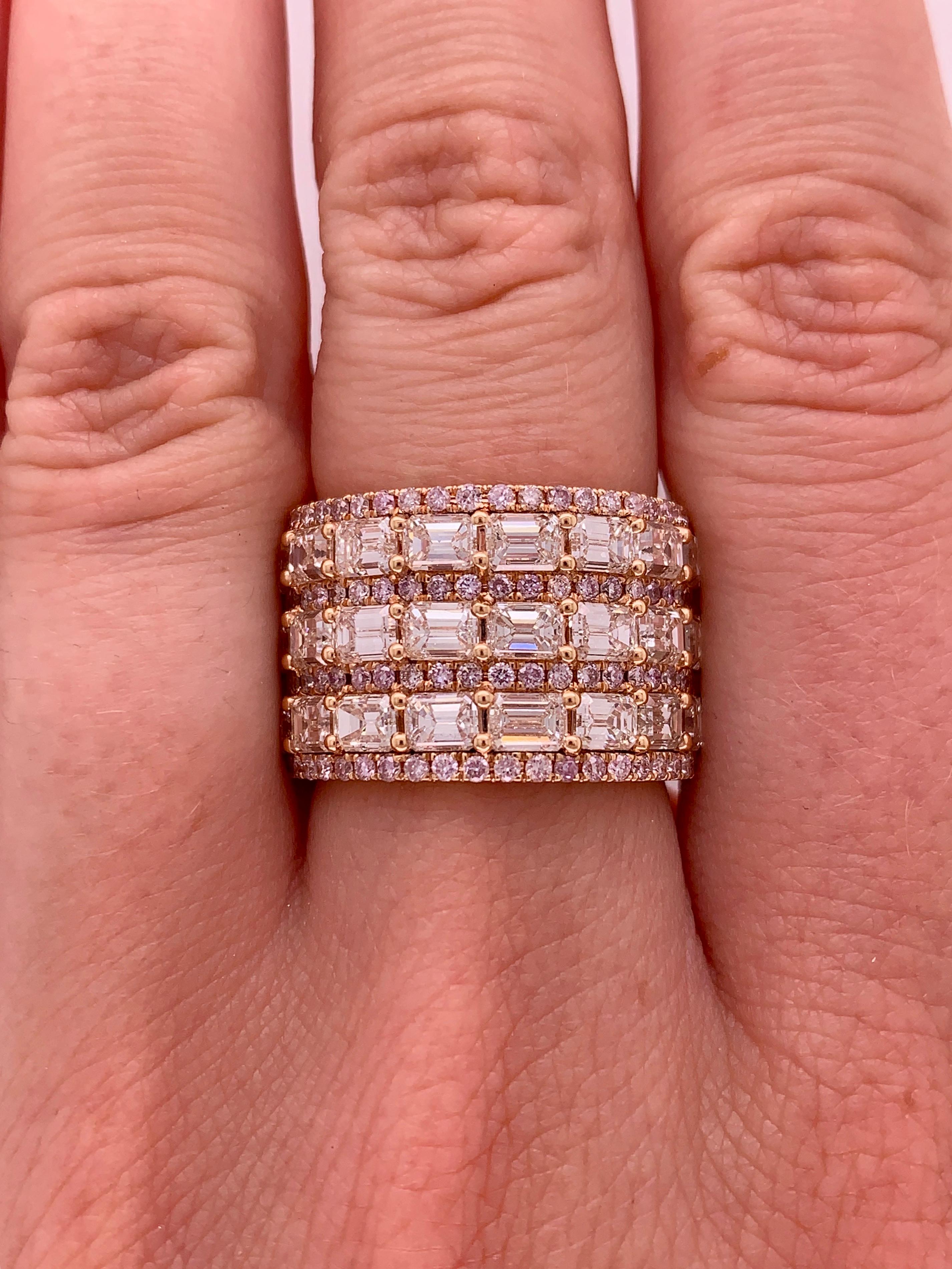 Women's or Men's Natural Pink and White Diamond Band 
