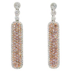 Ohrhänger mit natürlichen rosa und weißen Diamanten aus 14k zweifarbigem Gold