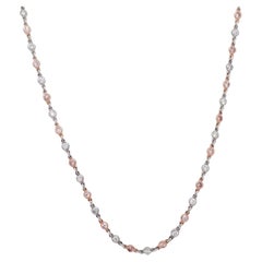 Natural Pink and White Diamond Necklace in 18k Rose Gold and Platinum